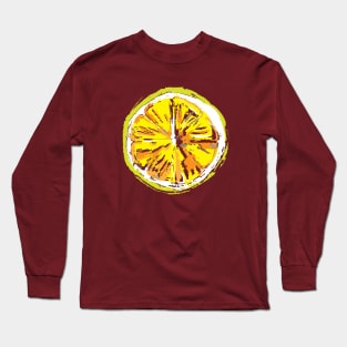 Retro Lemon Slice Illustration Long Sleeve T-Shirt